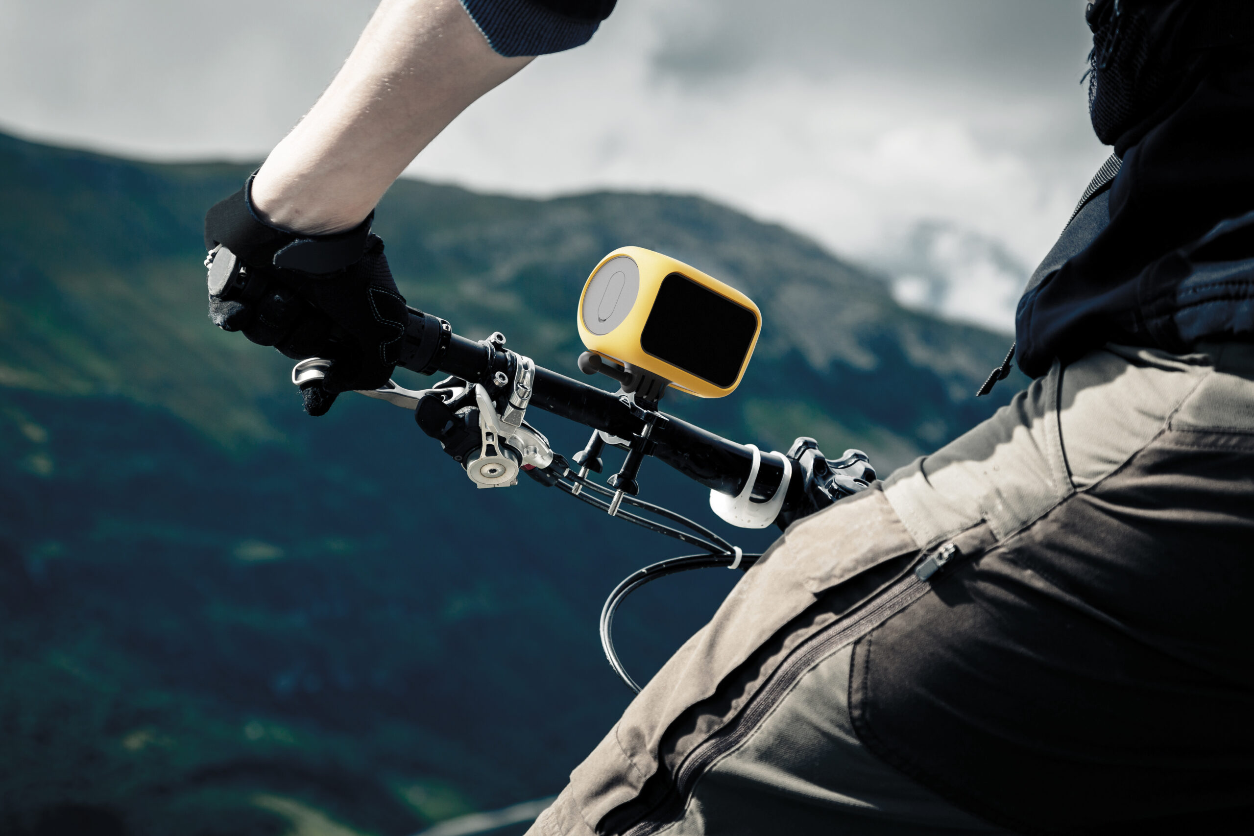 Action Camera Mounted on Mountain Bike.